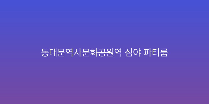 동대문역사문화공원역 심야 파티룸