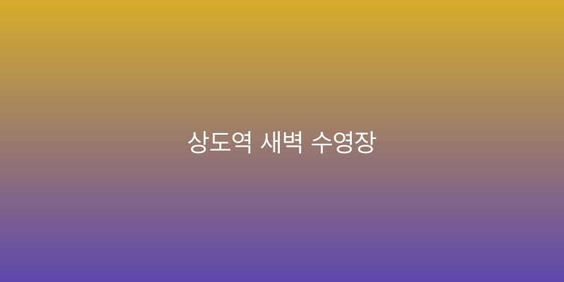 상도역 새벽 수영장