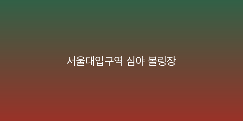 서울대입구역 심야 볼링장