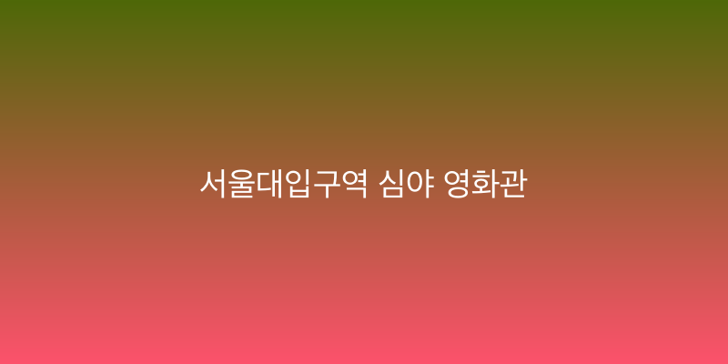 서울대입구역 심야 영화관