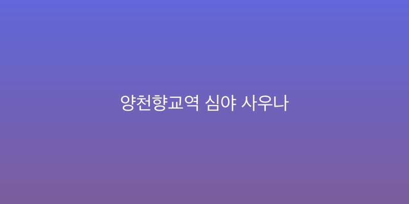 양천향교역 심야 사우나