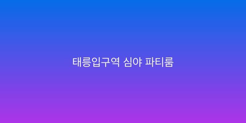 태릉입구역 심야 파티룸