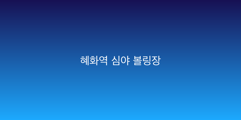 혜화역 심야 볼링장